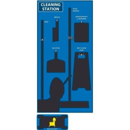 NMC National Marker Cleaning Station Shadow Board, Blue/Black, 72 X 36, Industrial Grade Aluminum SB142AL